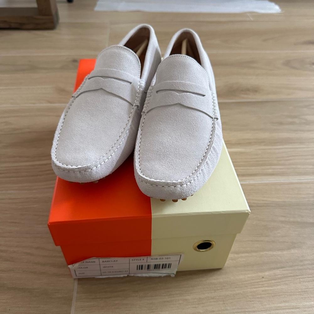Elegant White Suede Loafers for Men